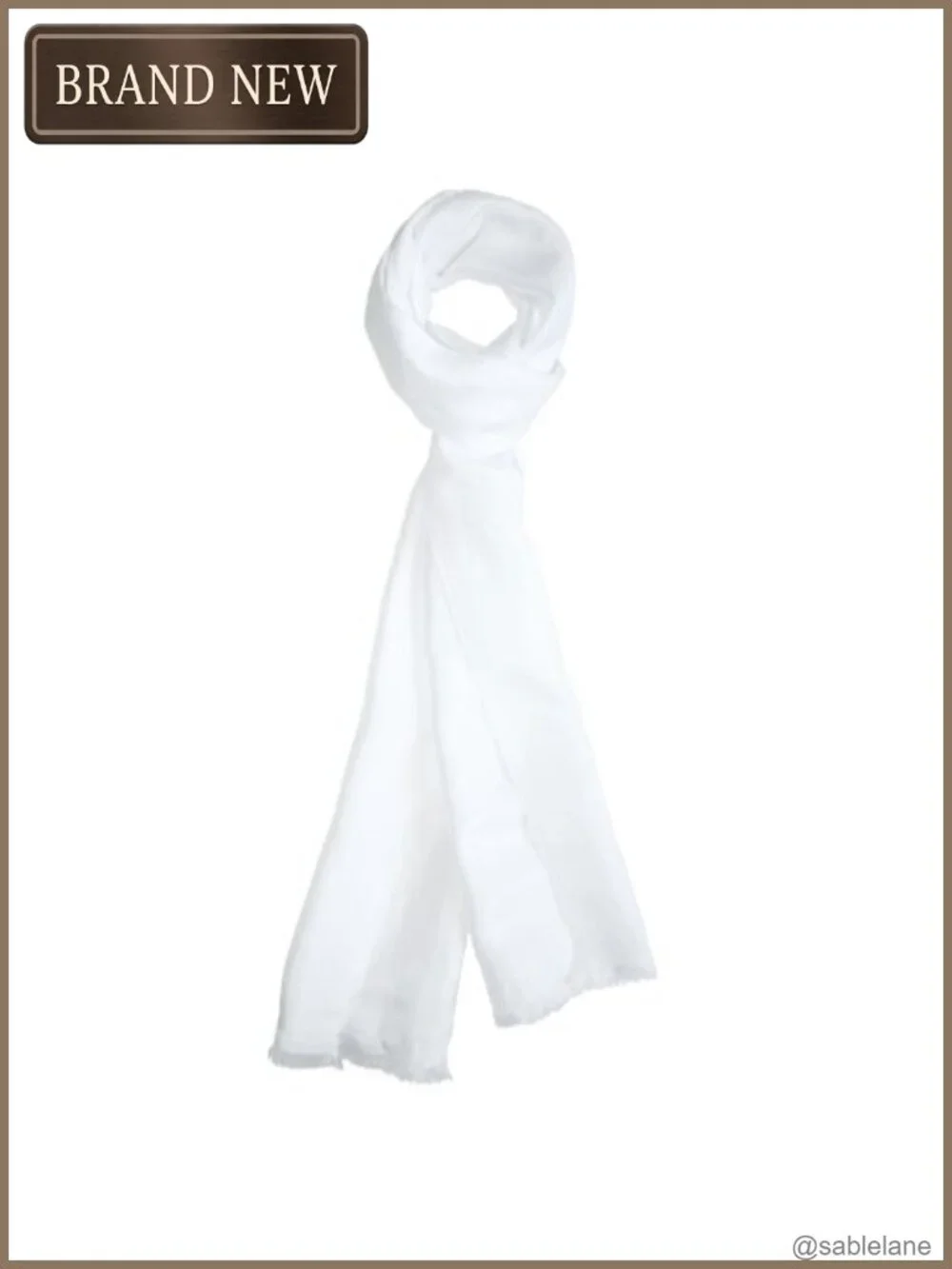 Dashing White Silk Aviator Scarf Pure 100% Silk – 8” x 60”
